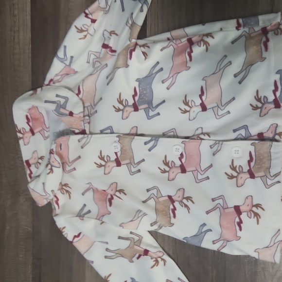 Christmas Reindeer Flannel Pajamas Girls Size 3T Ruffled - Picture 2 of 7